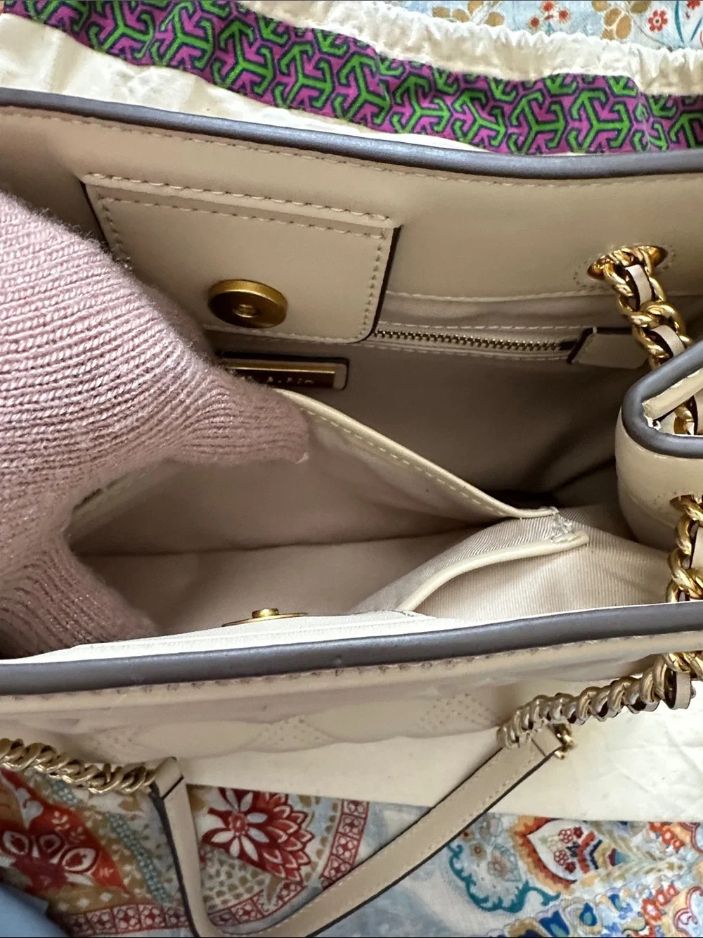 Tory Burch Fleming soft Cream Quilted Leather Chain-Handle Shoulder Bag
